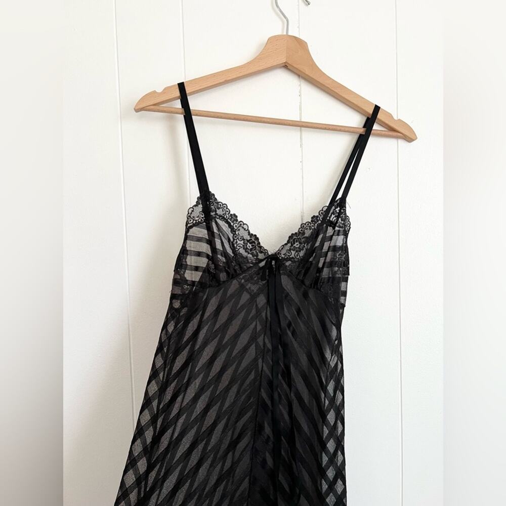 Vintage black nightgown night dress stripe goth punk layered moto bikercore - Picture 3 of 7